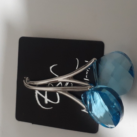 E & L STERLING ISRAEL EARRINGS BLUE TOPAZ - Picture 1 of 2